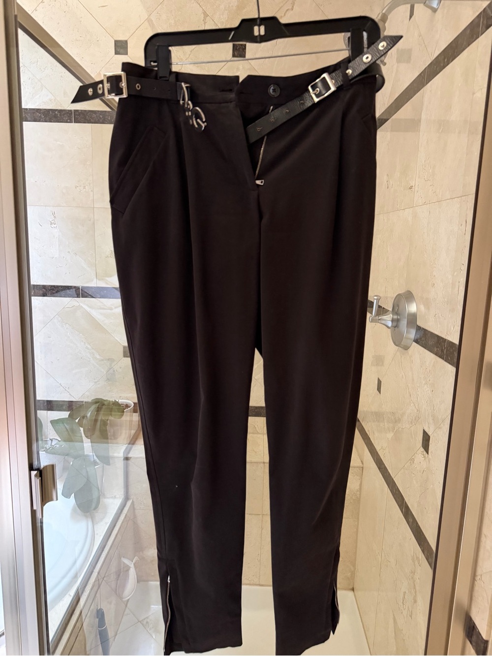 Dolce & Gabbana Black Men's Dress Pants with Decorative Belt